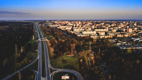 High angle view of city