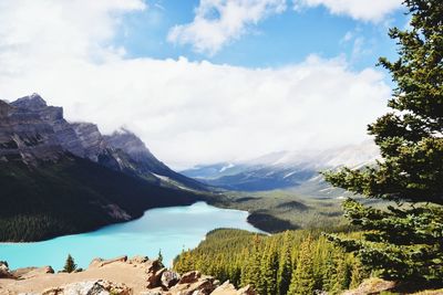 Scenic view of mountains against sky