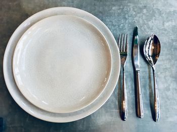 High angle view of empty bowl on table