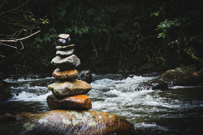 Stack of stones in river