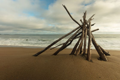 Scenic view of beach against sky