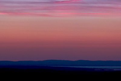 Scenic view of silhouette mountain against sky during sunset