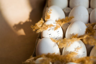 Close-up of white eggs
