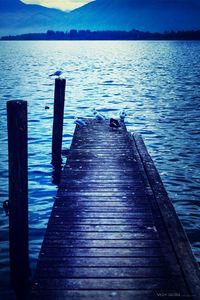 Wooden pier on lake