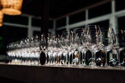 Luxury table settings for fine dining with and glassware, beautiful blurred background. 