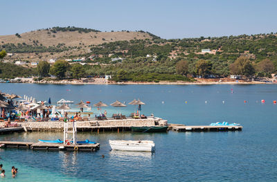 Scenic view of sea against clear sky