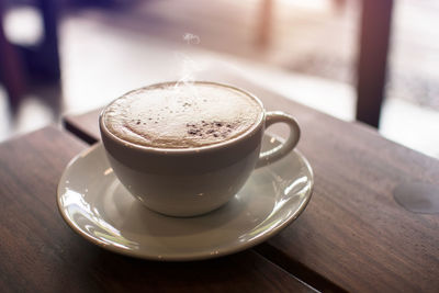 Close-up of coffee on table