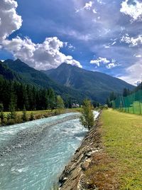 Scenic view of mountains against sky