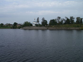 Scenic view of lake against sky