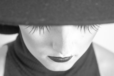 Close-up portrait of boy wearing hat