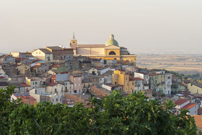 High angle view of buildings in city