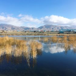 Scenic view of lake against sky