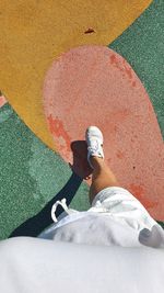 Walking on colorful ground, summer, take a walk,  park, jogging,high angle view, woman