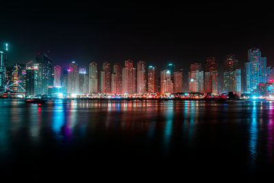 Illuminated city at night