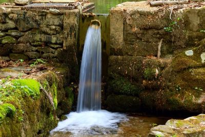 Water flowing through rocks