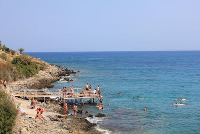 Scenic view of sea against clear sky