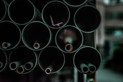 Close-up of metal pipes