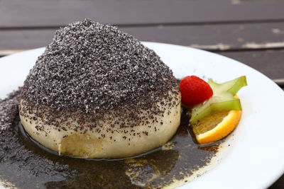 Close-up of dessert served in plate