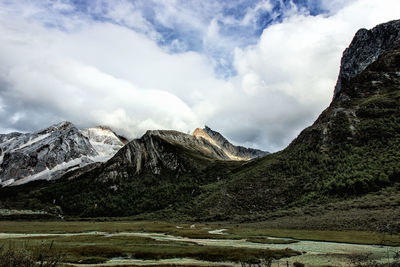 Scenic view of mountains against sky