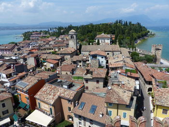 High angle view of townscape against sky