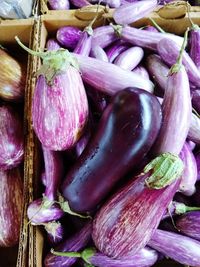 High angle view of vegetables for sale in market