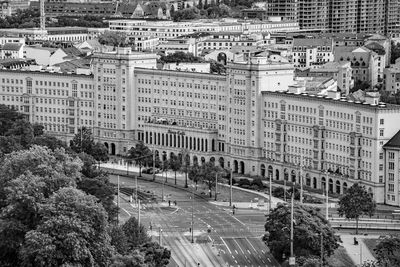 High angle view of buildings in city