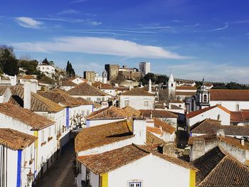 High angle view of townscape against sky