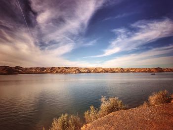 Scenic view of lake against sky