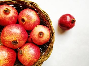 High angle view of apples in basket