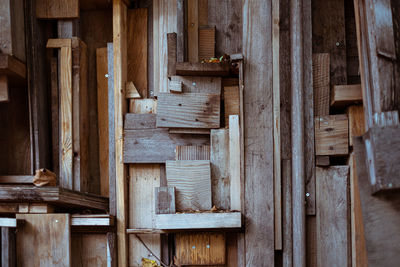 Full frame shot of wooden diy construction