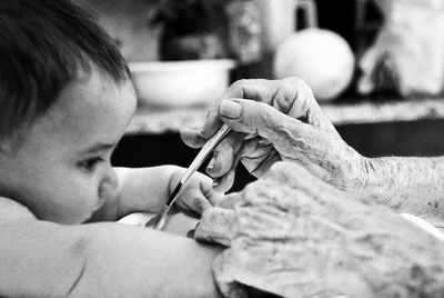 Close-up of hands working