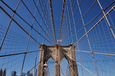 Low angle view of suspension bridge