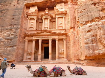 Group of people in front of historical building