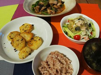 Close-up of food served in plate