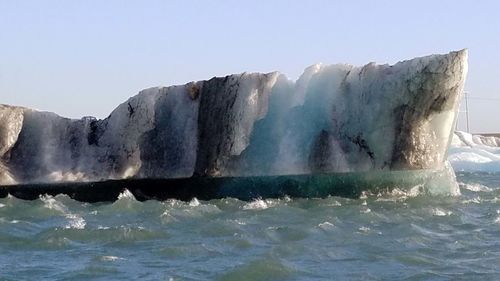 Panoramic view of sea against clear sky