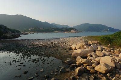 Scenic view of sea against clear sky