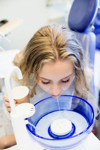 Teenage girl at dentist