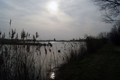 Scenic view of lake against sky