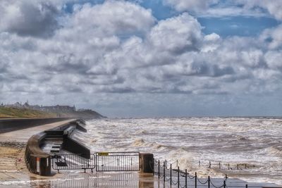  high tide at rossall on a windy day