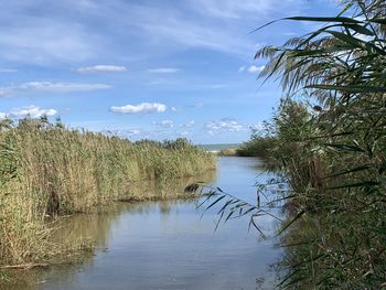 Scenic view of lake against sky