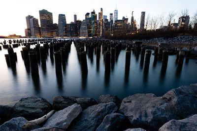 A view of lower manhattan from brooklyn bridge park