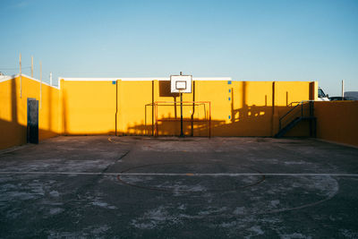 Basketball hoop against clear sky