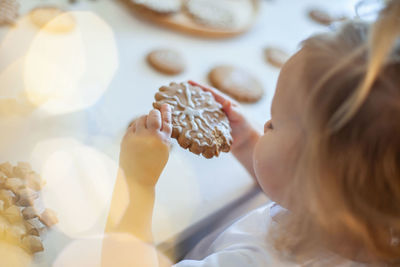 Close-up of girl holding ice cream