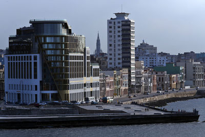 Modern buildings against sky in city