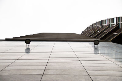 Directly below view of building against clear sky