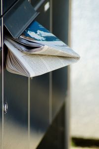 Close-up of open book on table