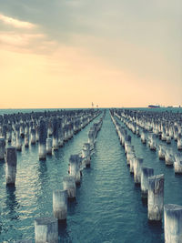 Panoramic view of sea against sky during sunset