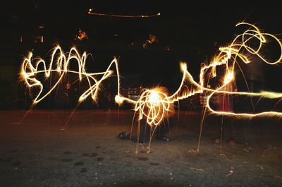 Close-up of illuminated fire at night