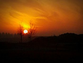 Silhouette of trees against sky during sunset