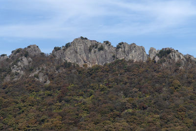 Rock formations on landscape against sky